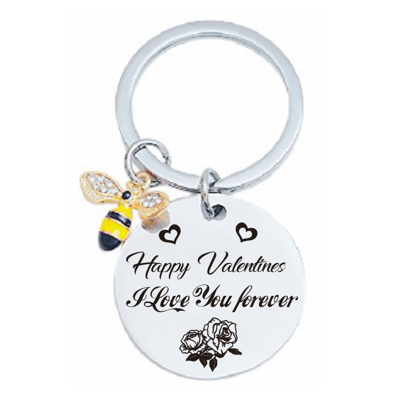 Wholesale Christmas and Valentine's Day Stainless Steel Laser Engraved Keychains