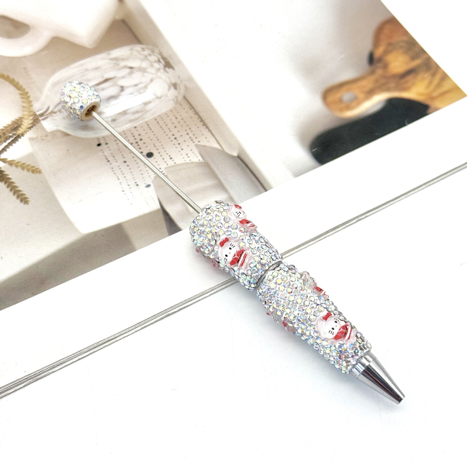 Wholesale Christmas Full Diamond Pen DIY Beadable Pen Elk Snowman