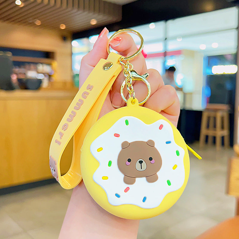 Llavero de monedera de monedas de silicona de donas al por mayor