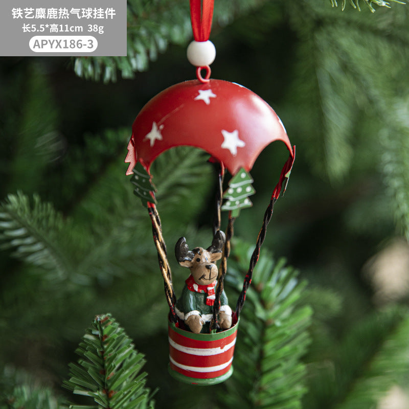 Wholesale Iron Christmas Hot Air Balloon Parachute Christmas Tree Ornament