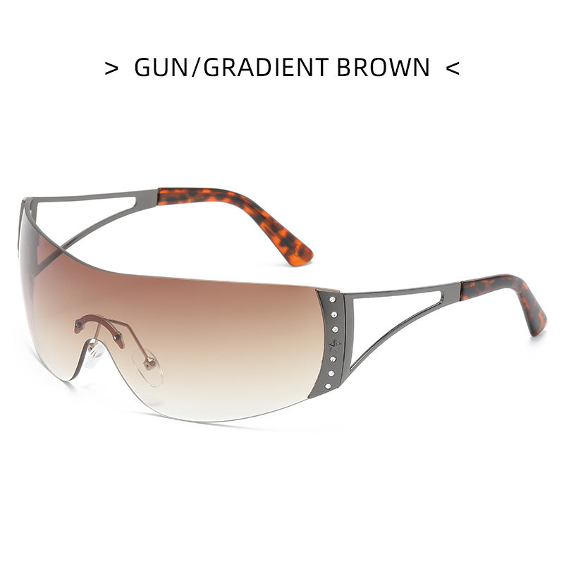 Gafas de sol de PC de diamante de marco grande al por mayor