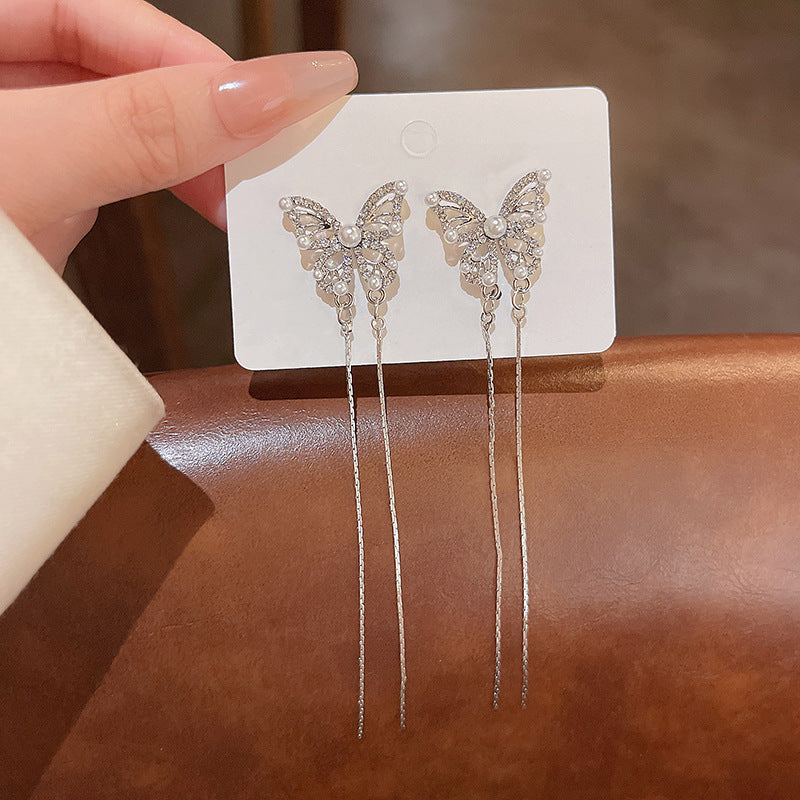 Wholesale 925 Silver Needle Butterfly Alloy Earrings