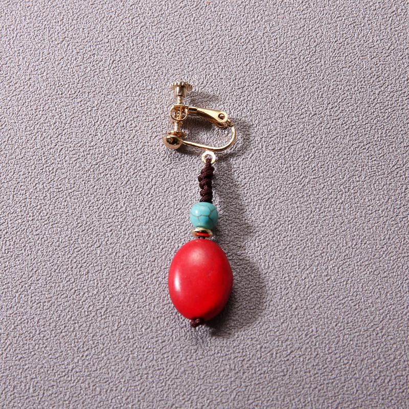 Wholesale Single Imitation Turquoise Ethnic Tibetan Ear Clip