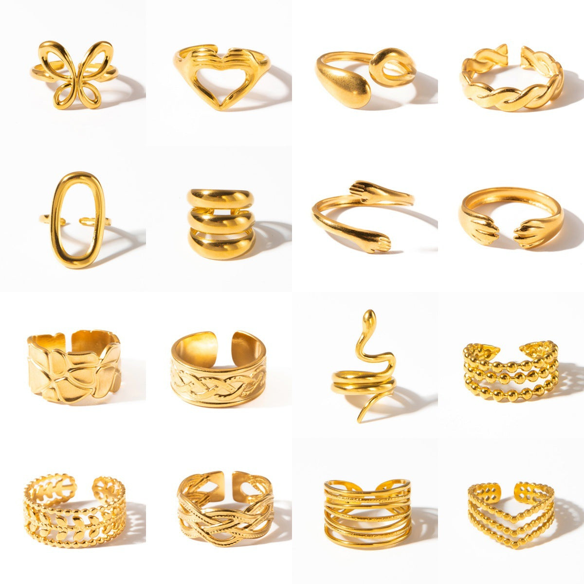 Wholesale Titanium Steel Gold Men' s and Women' s Luxury Adjustable Ring