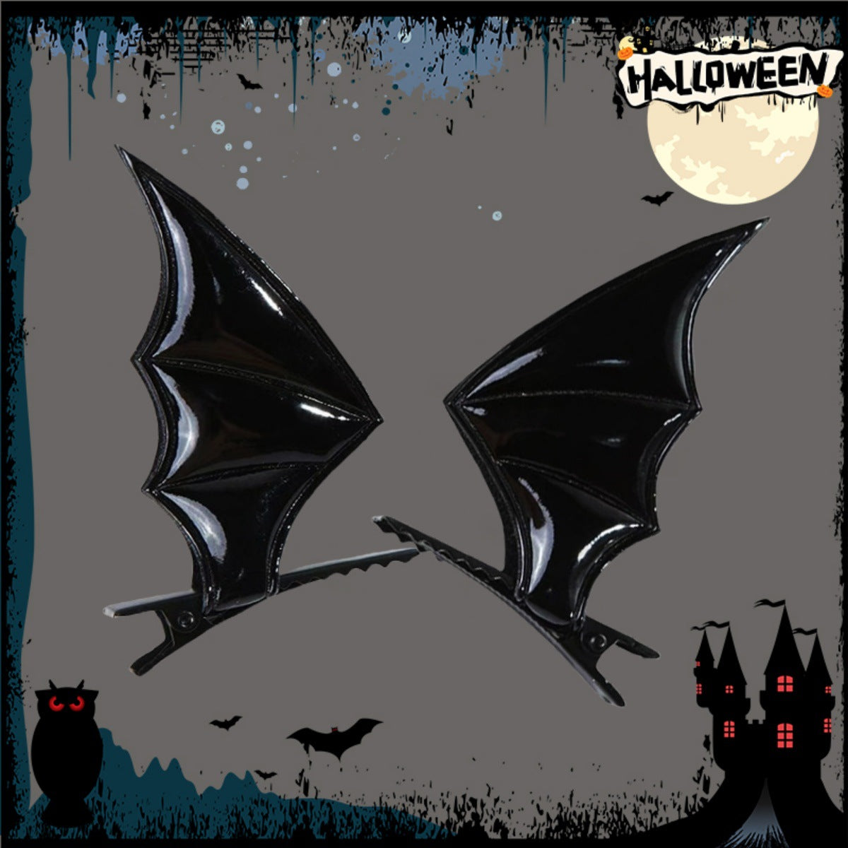 Wholesale Halloween Bat Hairpin & Headband Hoop Set Little Devil Leather Accessories