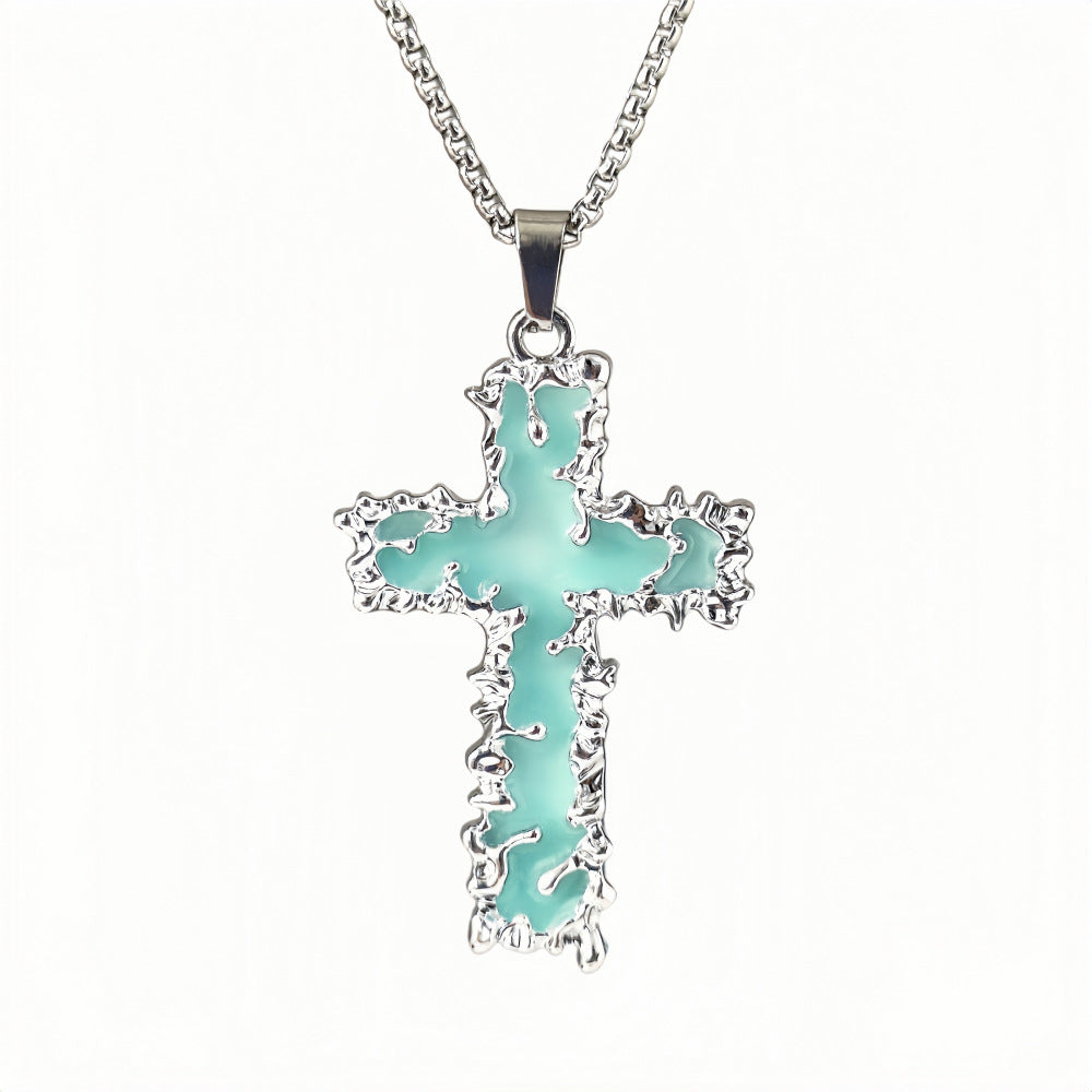 Wholesale Luminous cross natural stone bead glow bracelet