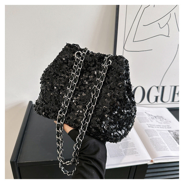 Wholesale Sequin Decorative Bucket Single Shoulder Underarm Bag