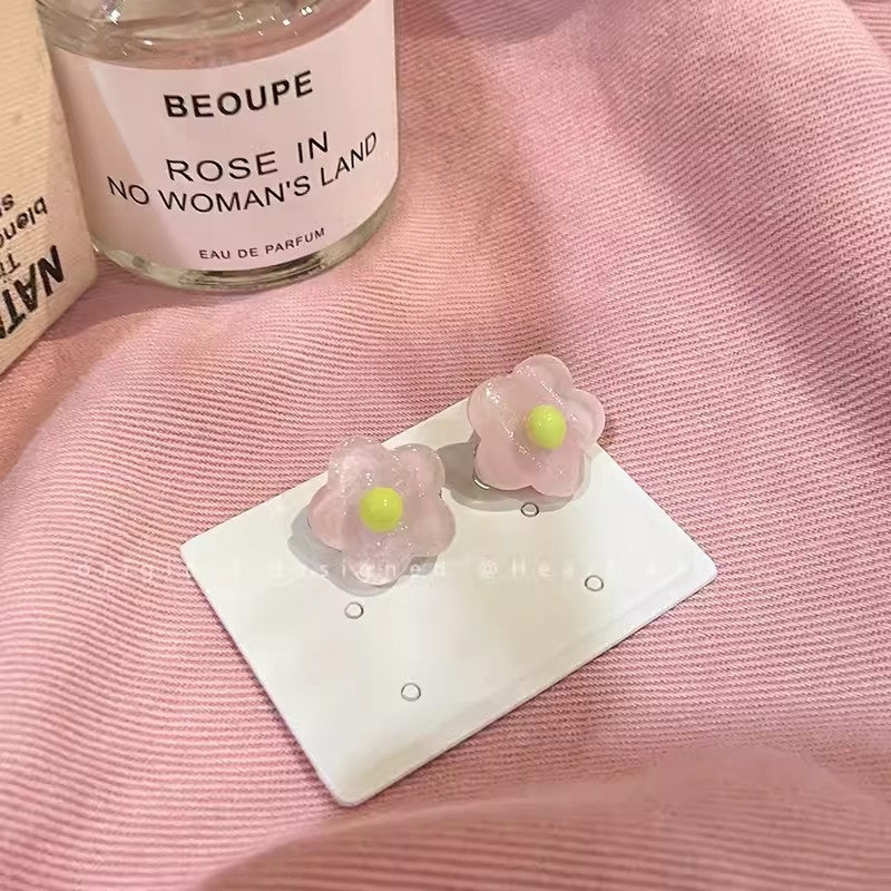 Wholesale Summer Graffiti Colorful Flower Clip Earrings