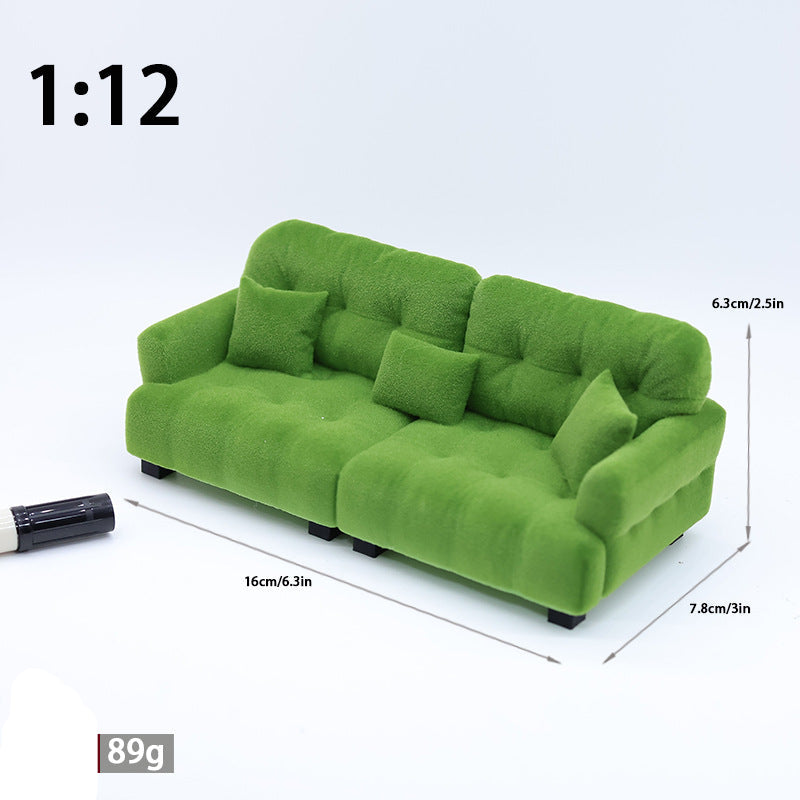 Wholesale  Miniature Doll Sofa Flocked Cream Style Doll Accessories