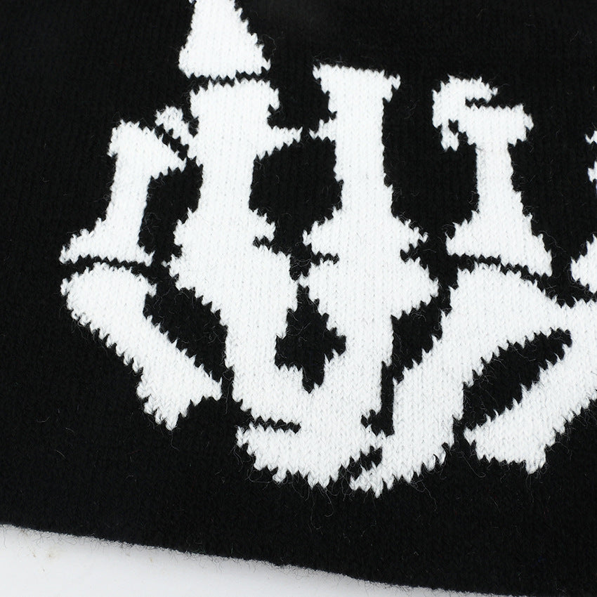 Wholesale Graffiti Knit Hat Autumn Winter Warm Skull Gesture Beanie Hat