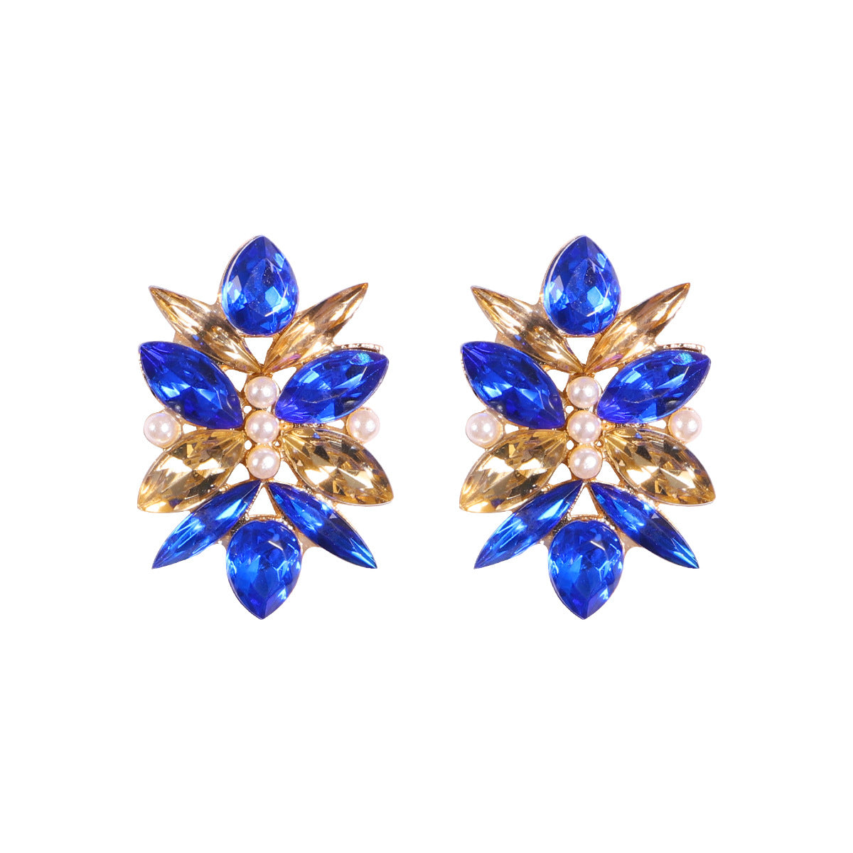 Wholesale Blue Diamond Series Retro Large Grain Sapphire Earrings