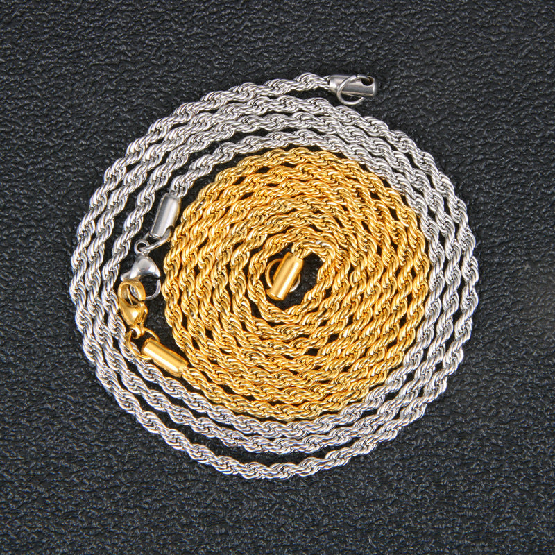 Wholesale 3mm Stainless Steel Twist Chain Necklaces