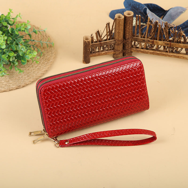 Wholesale Simple Woven Zipper Long Wallet for Women