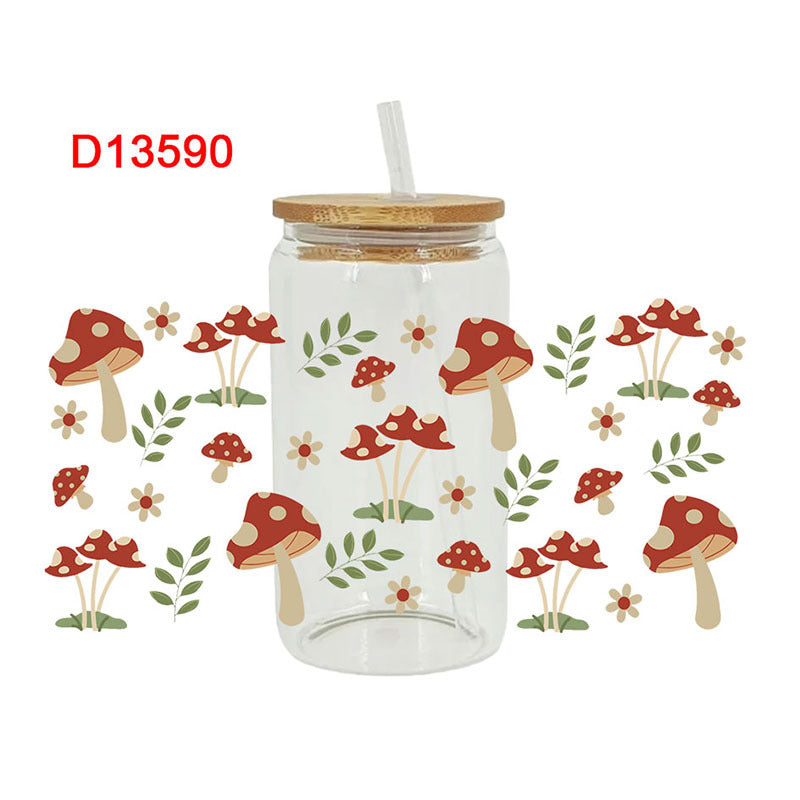 Wholesale Colorful beautiful flowers 16oz Cup UV DTF Wrap