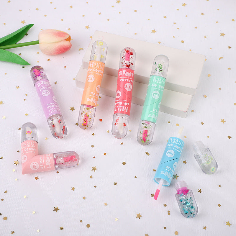 Wholesale 24pcs Double-ended 2-in-1 Love Moisturizing Lip Gloss