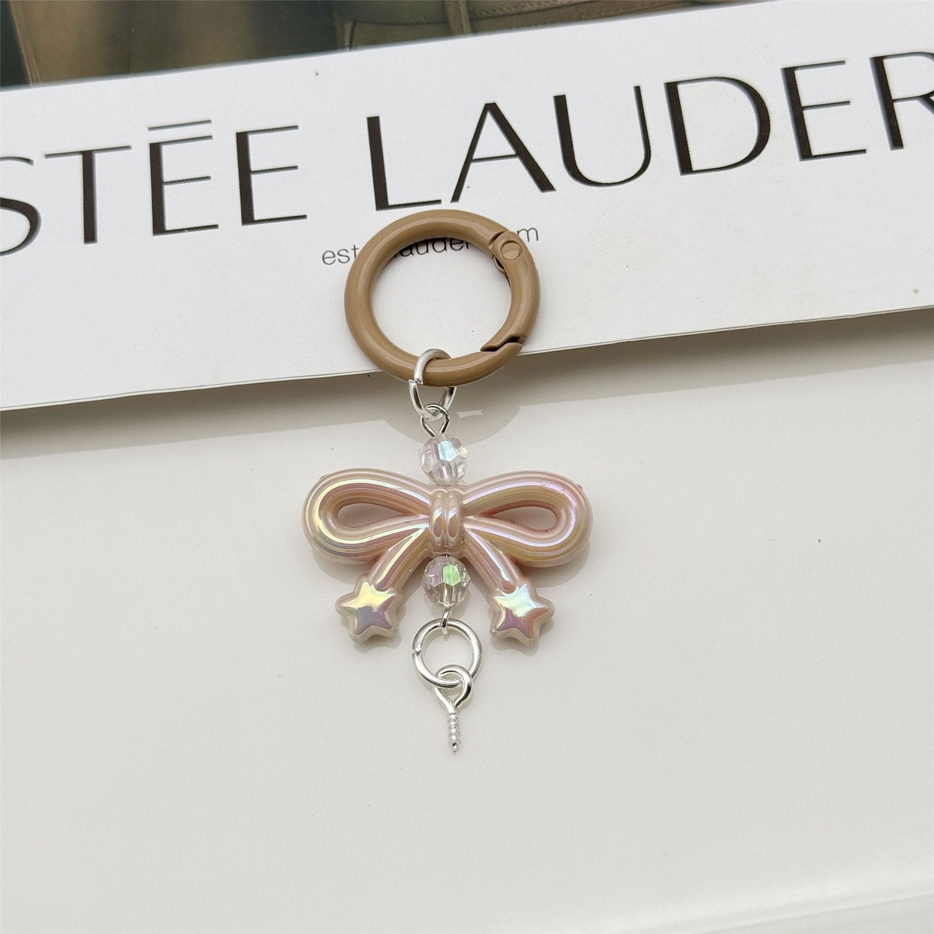 Wholesale Candy Color Bow Keychain Color Spring Buckle Cute Bag Pendant