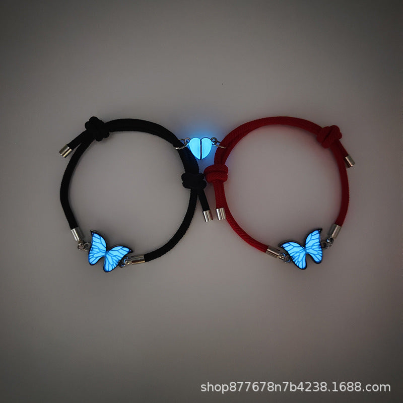 Wholesale Couple Bracelet Luminous Butterfly Alloy Love Magnetic