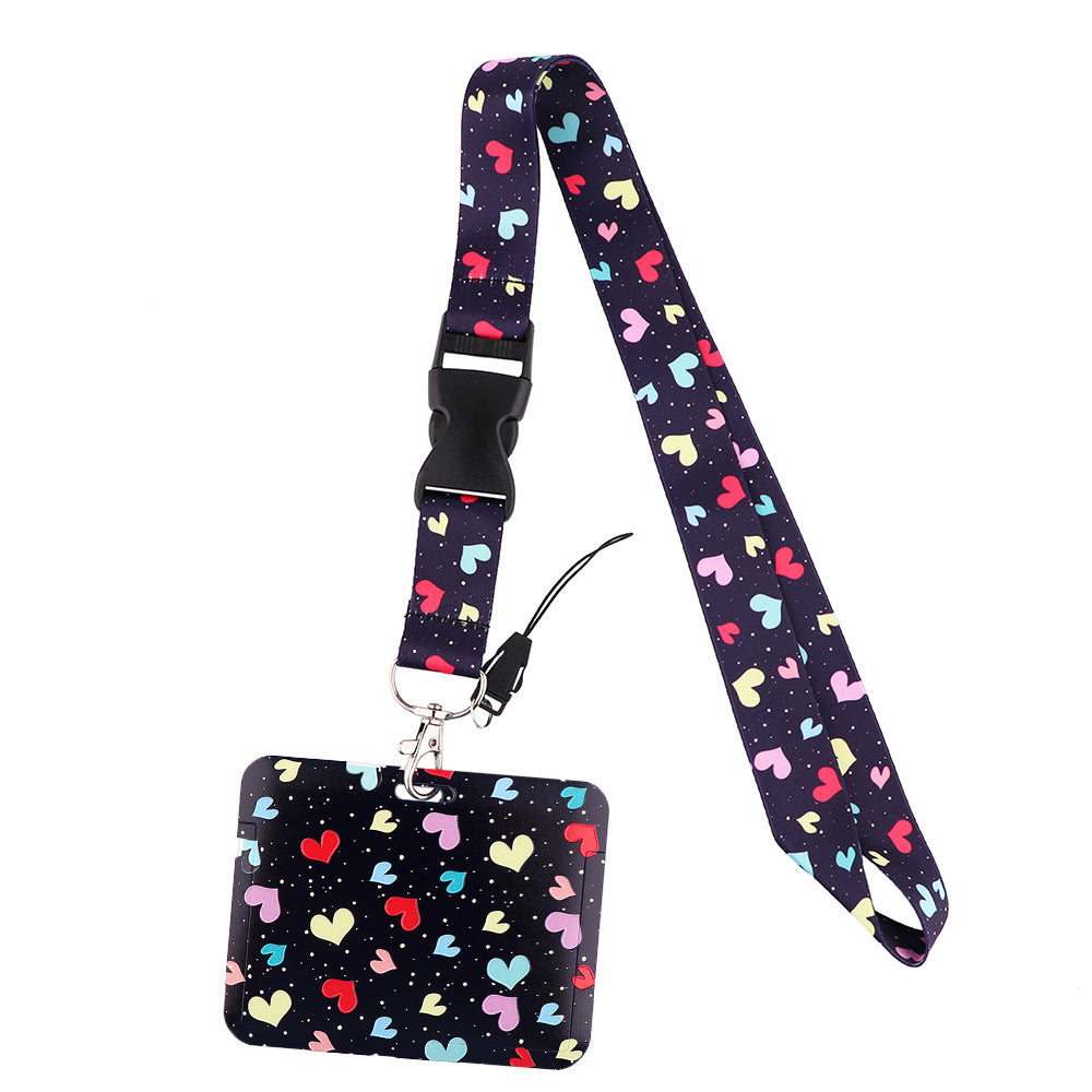 Wholesale Heart-shaped Love Mobile Phone Strap Meal Card Bus Access Control Work ID Brand Hard Shell Card Holder