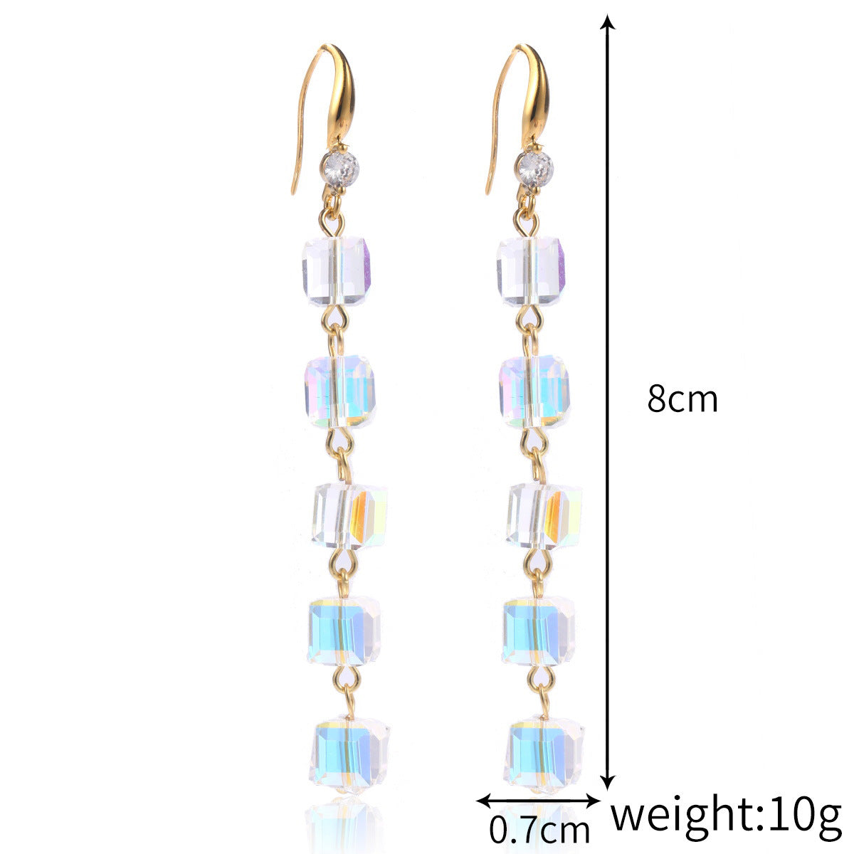 Wholesale Long crystal high-grade colorful crystal water drop earrings