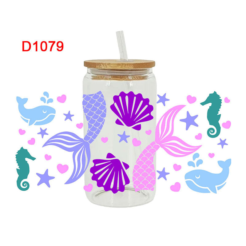Wholesale Colorful and cute animal cartoons  16oz Cup UV DTF Wraps