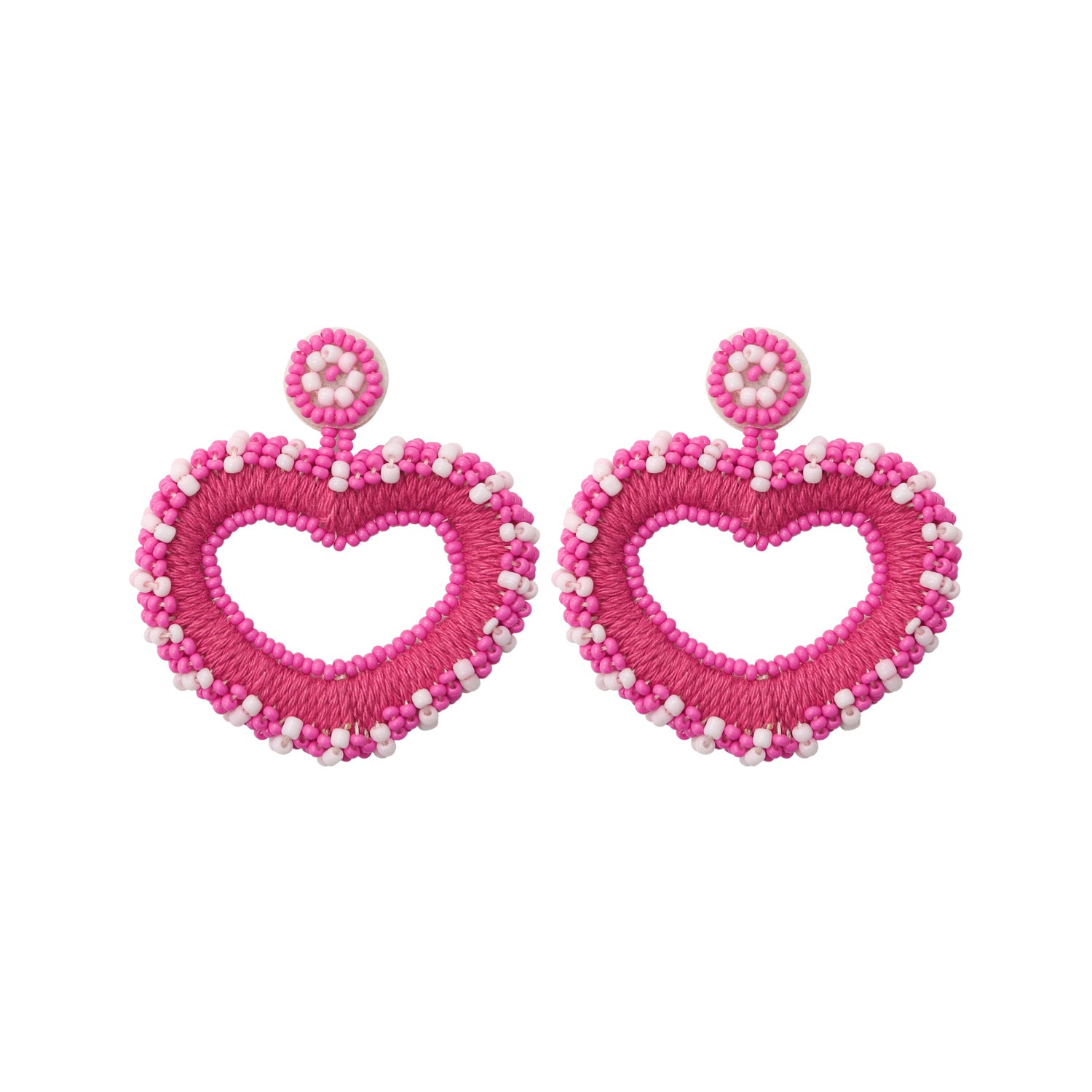 Wholesale Valentine's Day Handwoven Rice Beads Creative Bohemian Heart Shape Earrings