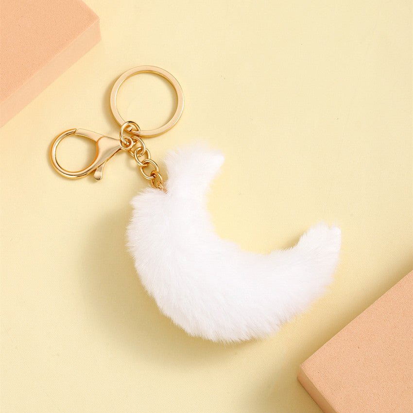 Wholesale Cute Furry Moon Pom Pom Plush Keychain Pendant