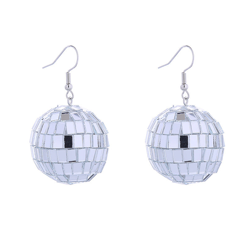 Wholesale Retro Disco Long Ball Earrings