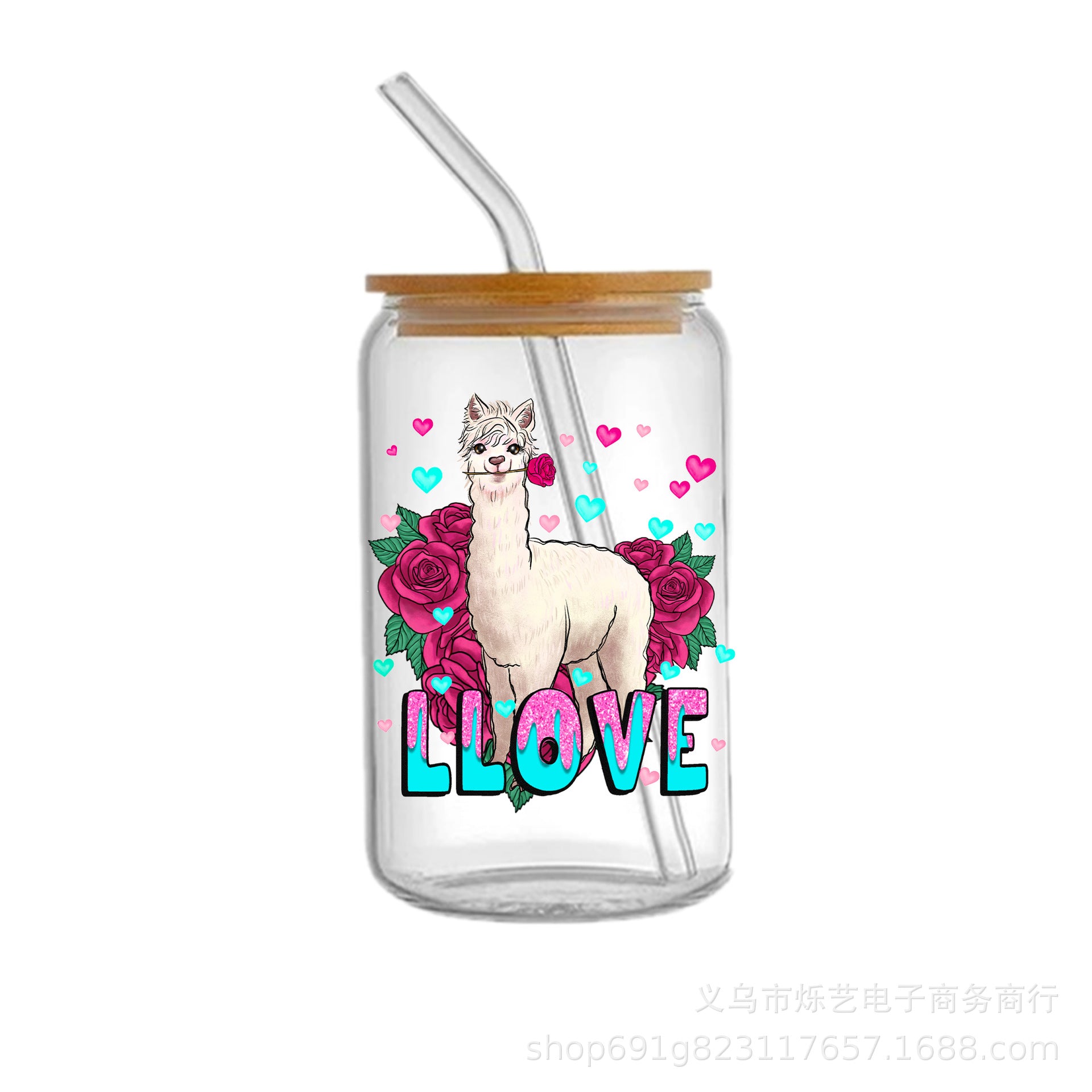 Wholesale Cow  Alpaca Animal Series 16oz Cup UV DTF Wraps