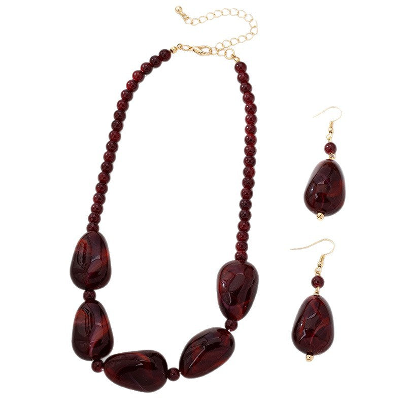 Wholesale Acrylic Alloy Retro Geometric Necklace Earrings Set For Women Party Wear Gift