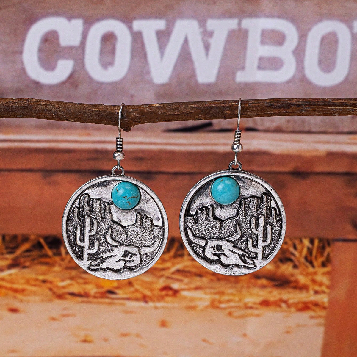 Wholesale Western Wind Flower Horse Highland Cow Earrings