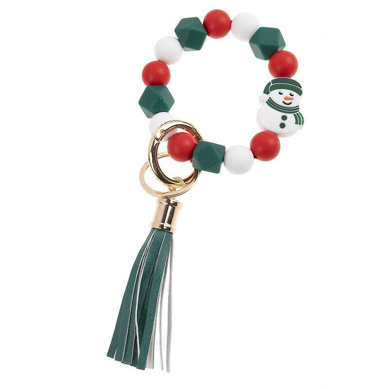 Wholesale Christmas Silicone Beaded Bracelets Keychain