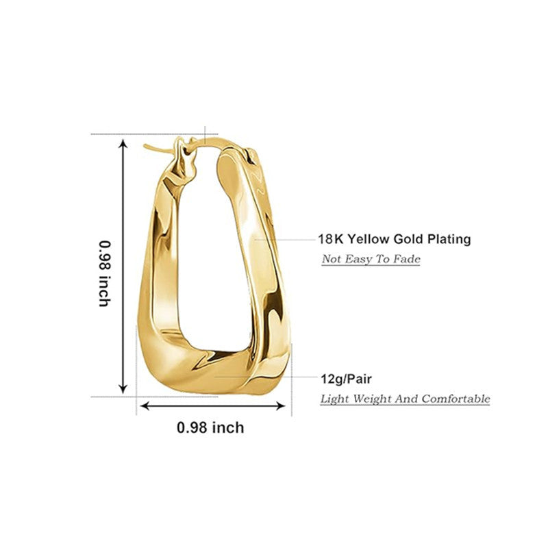 Wholesale Triangular Ring Geometric Möbius Thick Ring Irregular Metal Gold Plated Earrings