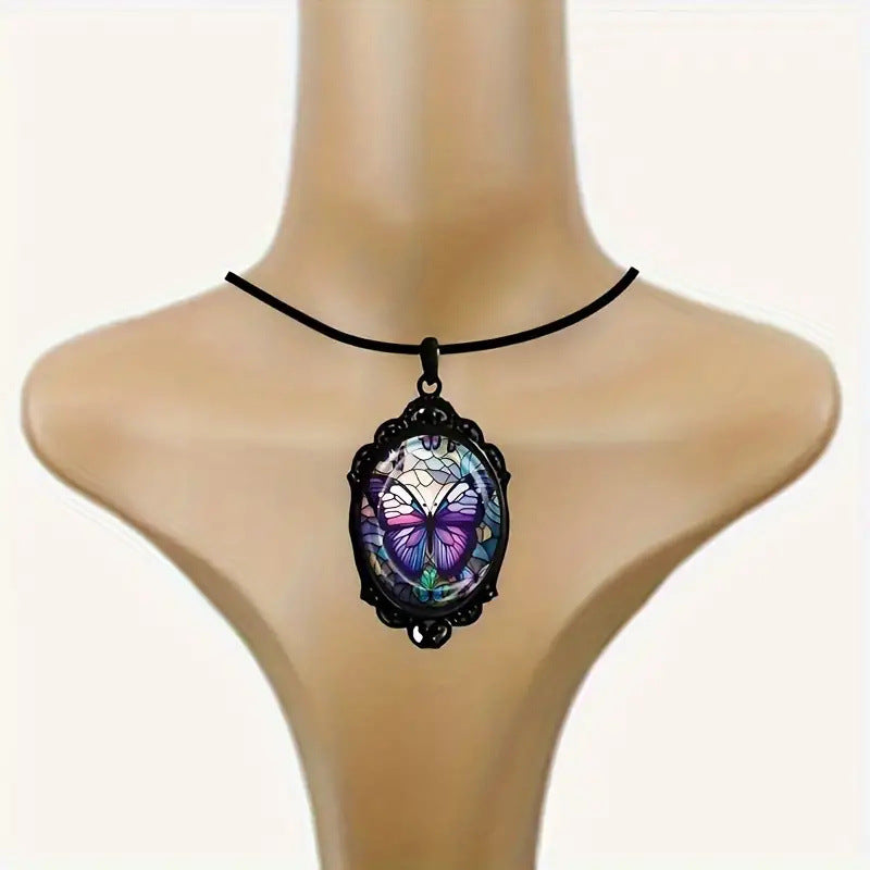 Wholesale Butterfly Necklace Purple Pattern Jewelry