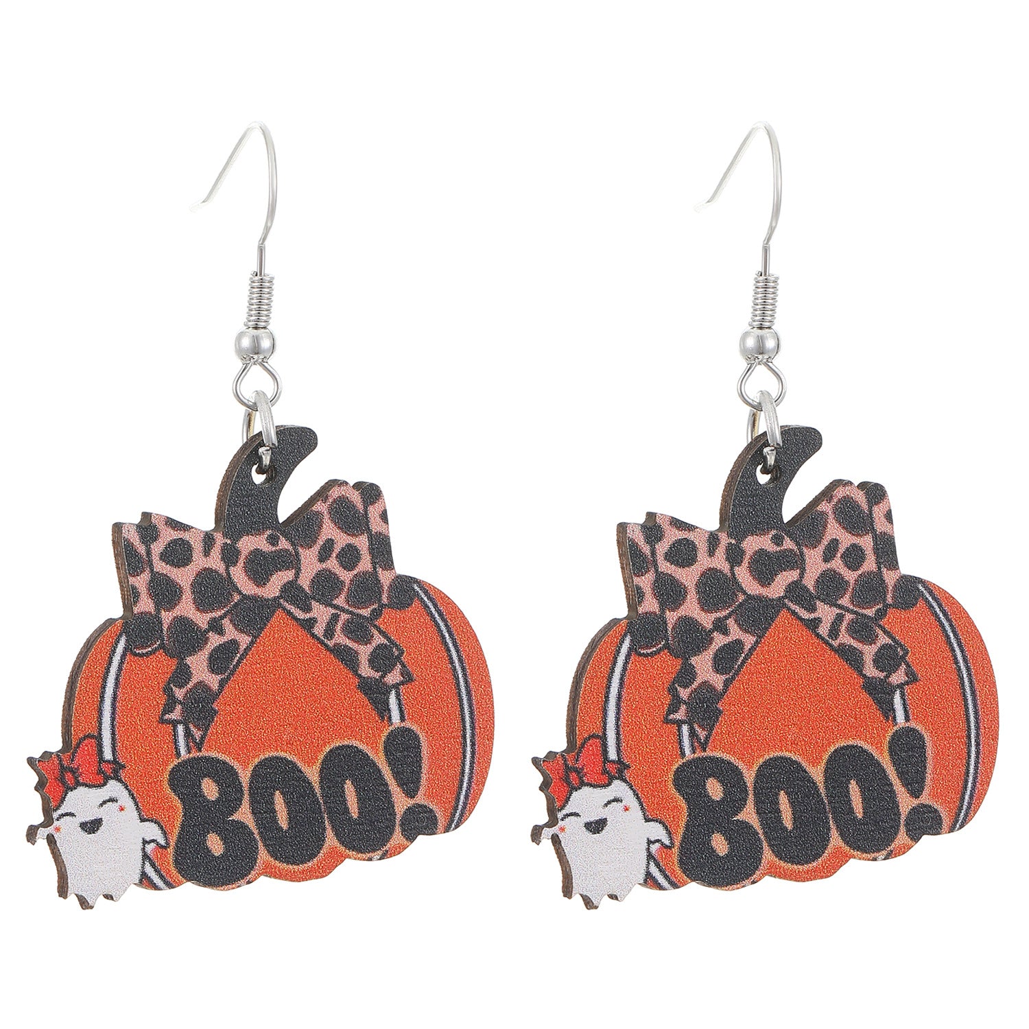 Wholesale Gothic Cowboy Style Wooden Funny Pumpkin Halloween Earrings