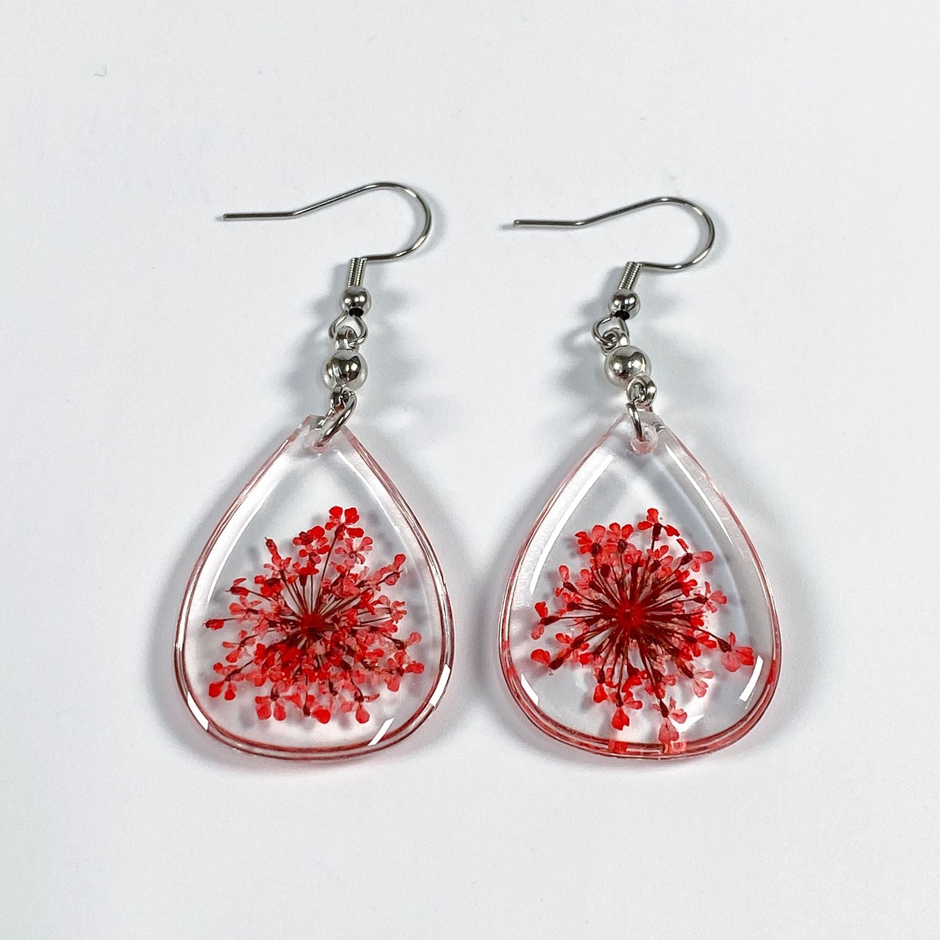 Wholesale 6pcs Colorful Lace Dried Flower Drip Resin Earrings