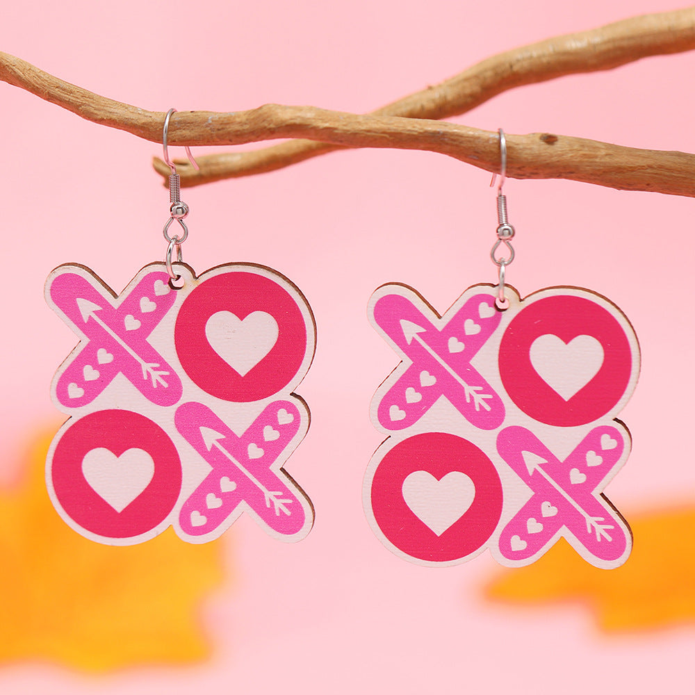 Wholesale Valentine's Day Love Truck Love Letter Printed Wooden Earrings