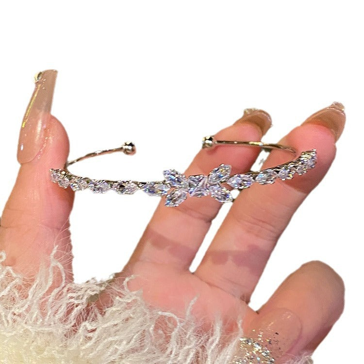 Wholesale Zircon Sparkling Bow Opening Adjustable Bracelet