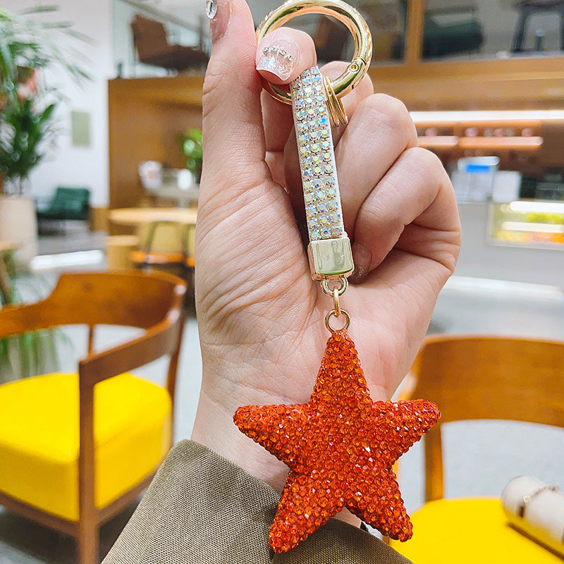 Wholesale Double-sided Diamond Studded Five Pointed Star Keychains