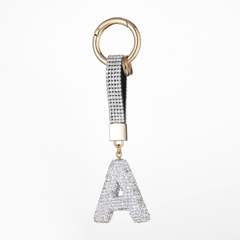 Wholesale Pottery Clay Water Diamond Alloy Dot Diamond Letter Keychain