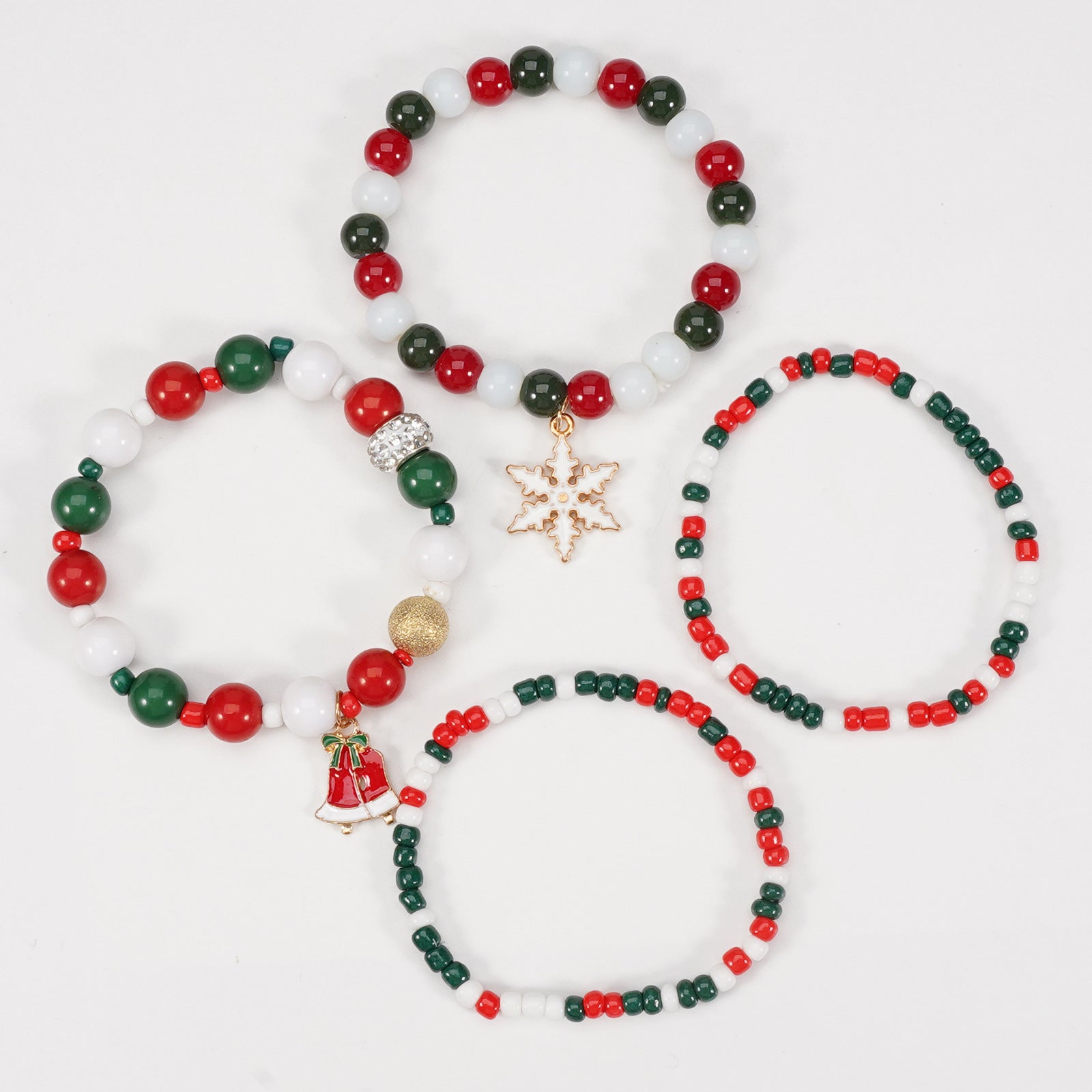 Wholesale Christmas Snowman Snowflake Christmas Tree Old Man Deer Hat Pendant Elastic Rope Bracelet