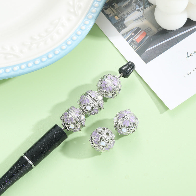 Wholesale antique bamboo leaf handmade accessories silver round beads