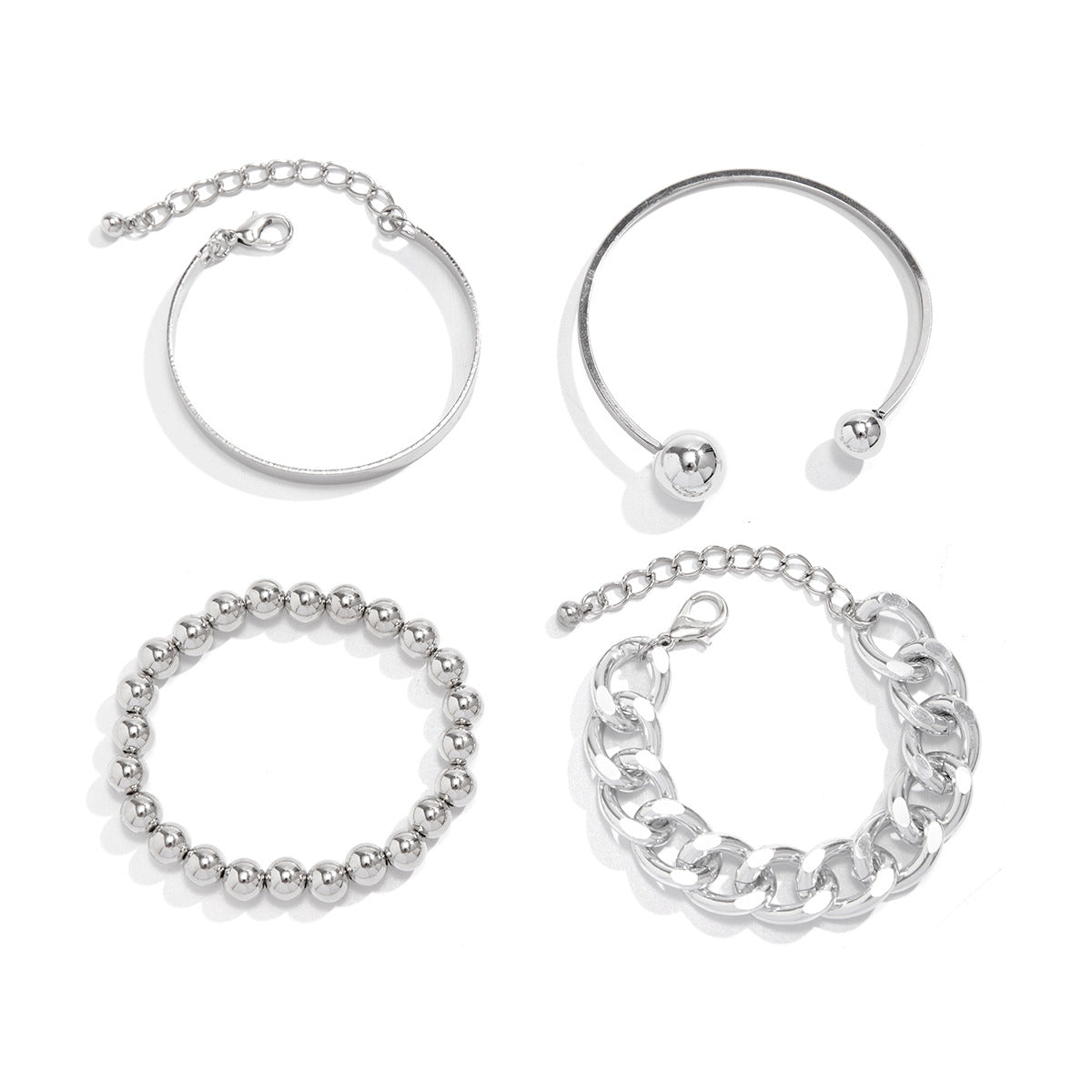 Wholesale Multi-layer Bead Stacked Metal Bracelet Set