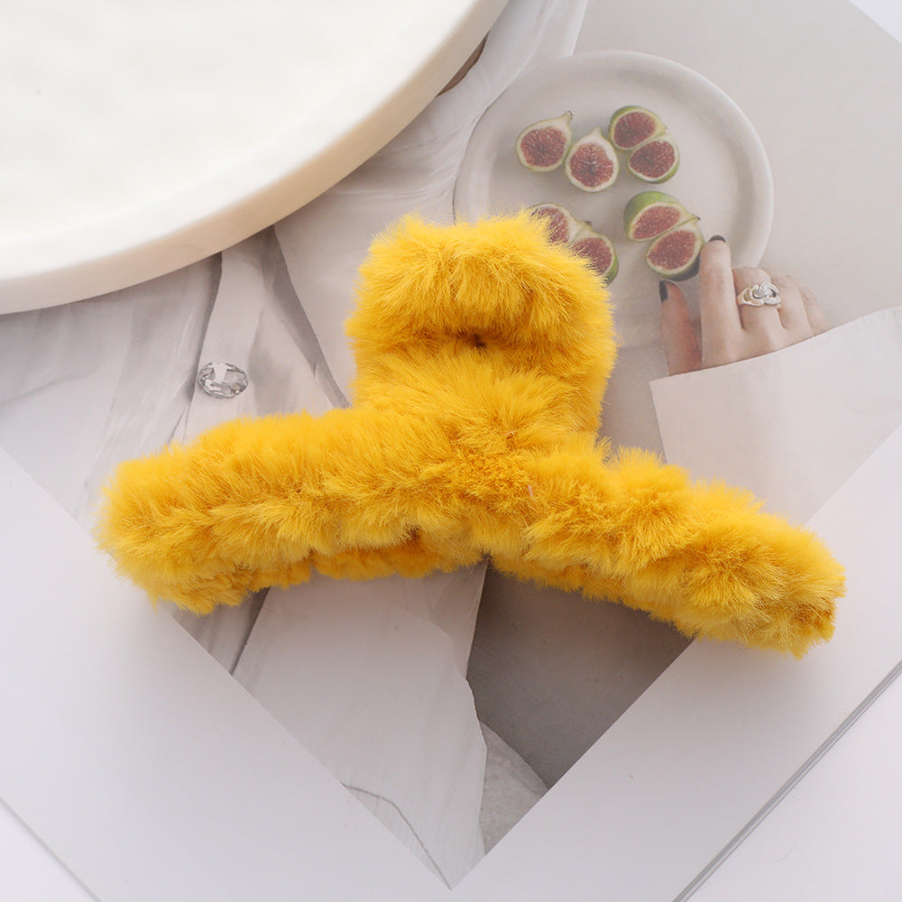Wholesale autumn and winter plush head hair catch elegant temperament shark clip hair clip
