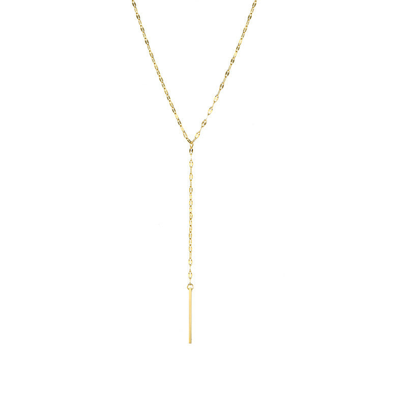 Wholesale 14K Gold-plated Stainless Steel Y-shaped Lace Lip Chain Necklace