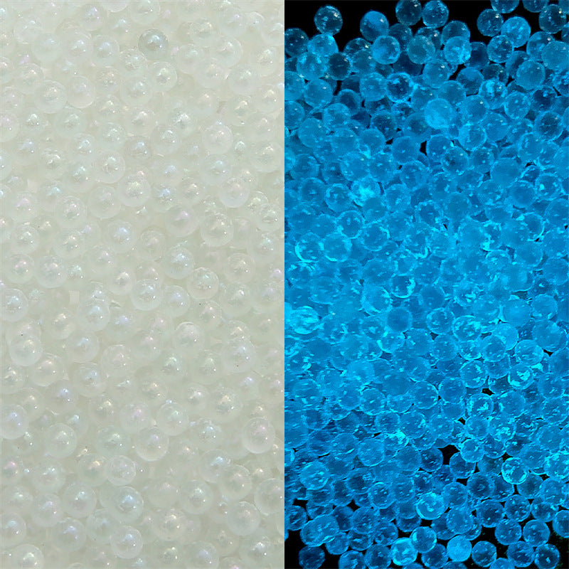 Wholesale Luminous Glass Without Holes Coated with Colored Rice Beads