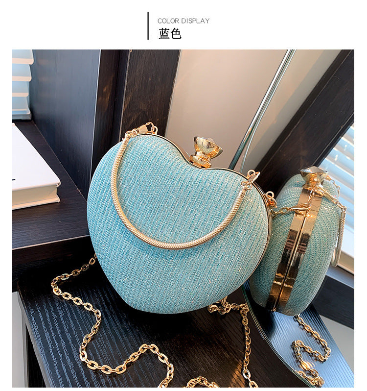 Wholesale PU Peach Heart Chain Handheld Single Shoulder Crossbody Bag
