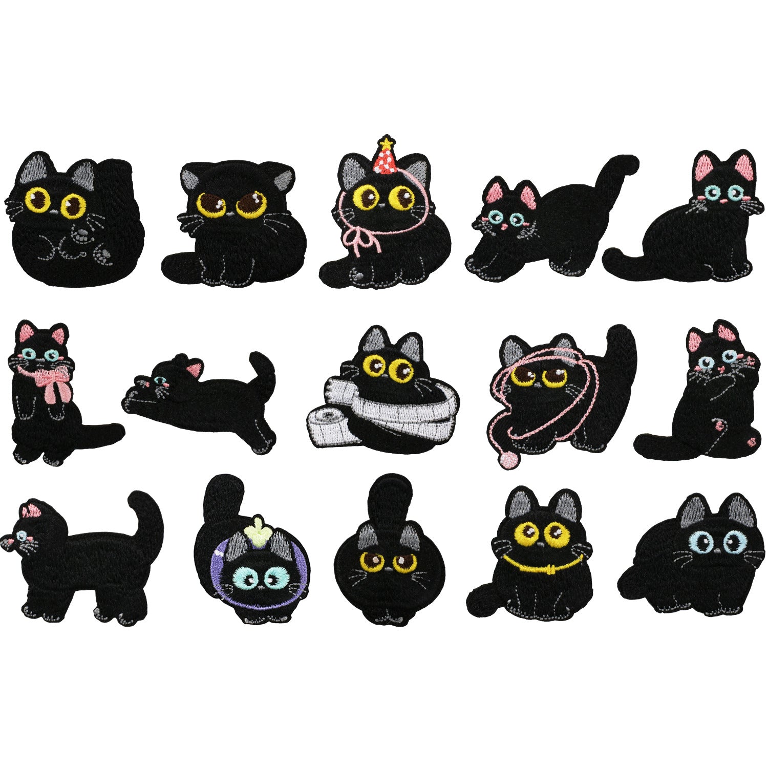 Wholesale Black Cat Series Embroidered Applique  DIY Patches