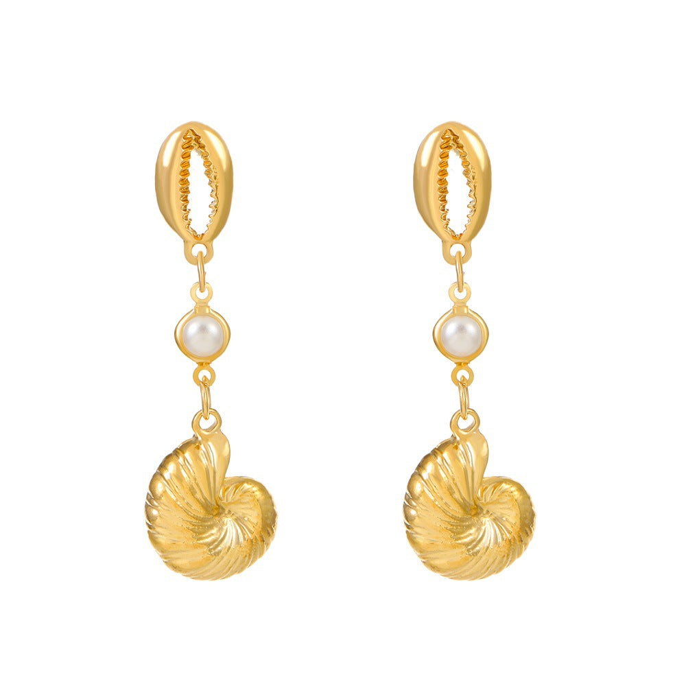 Wholesale Shell Alloy Pearl Earrings