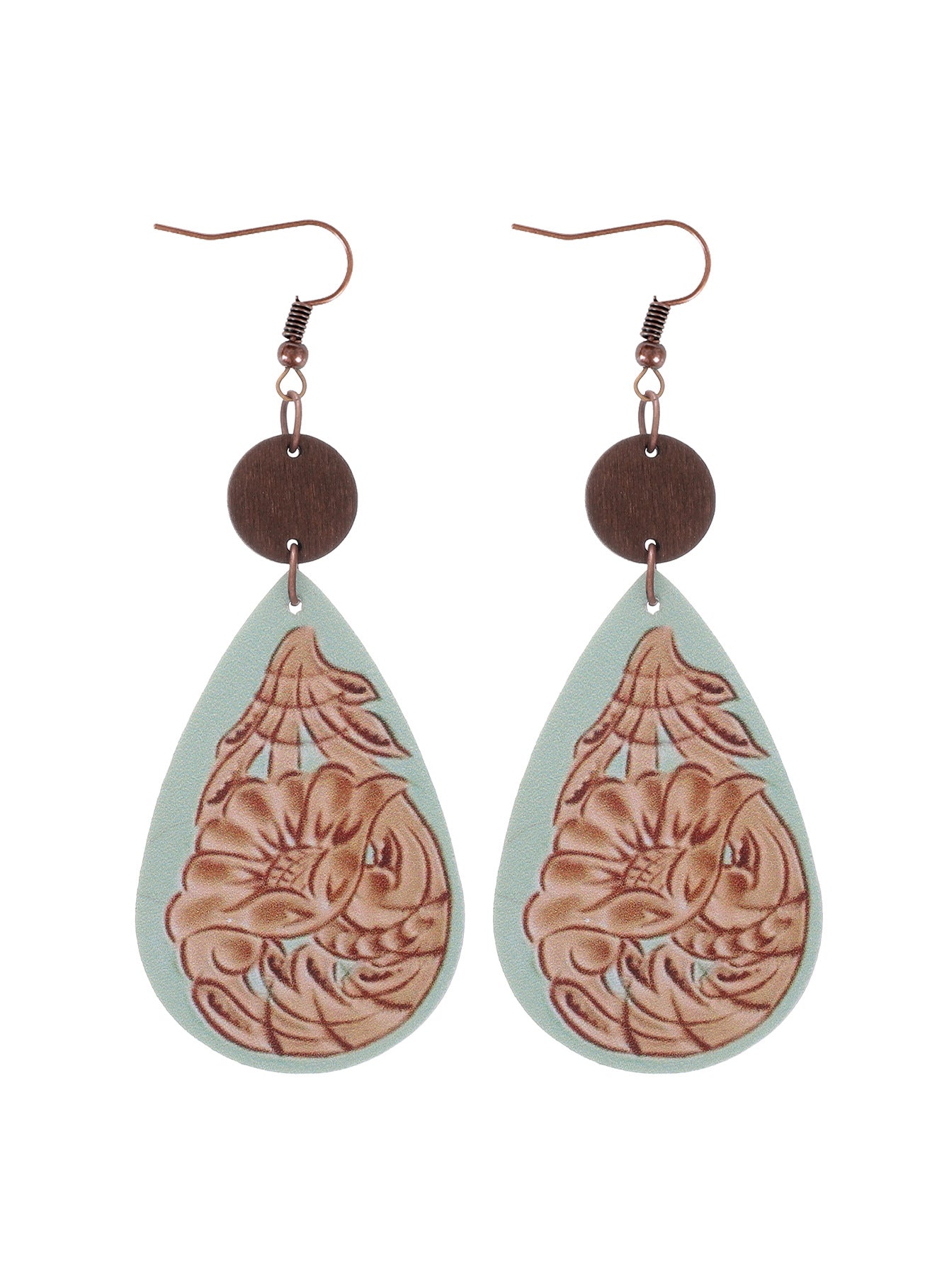 Wholesale Cactus-patterned leather earrings