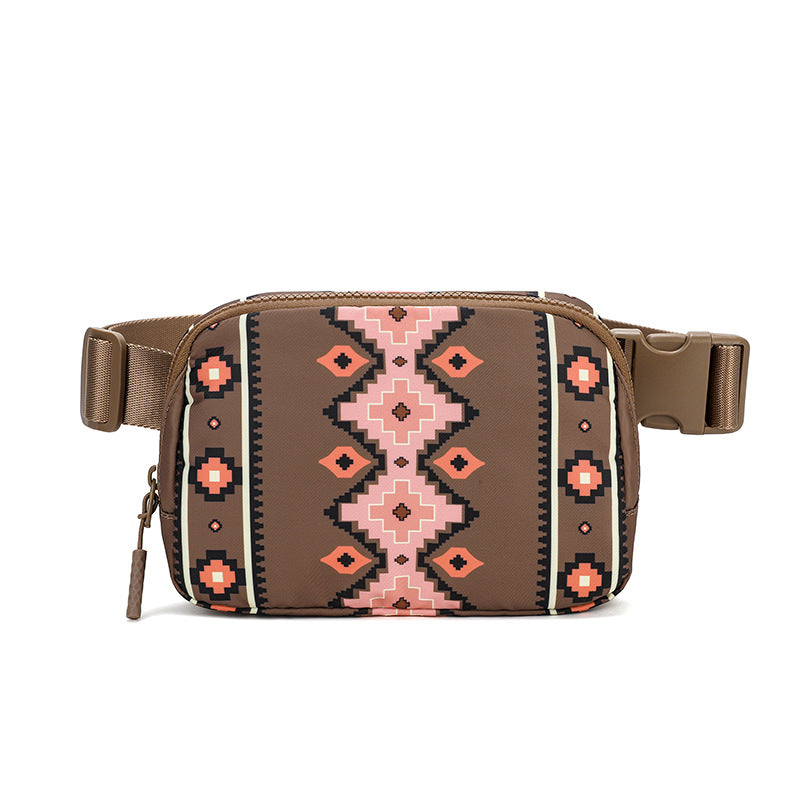 Wholesale Bohemian Style Printed Adjustable Shoulder Strap Fashion Casual Small Waist Bag